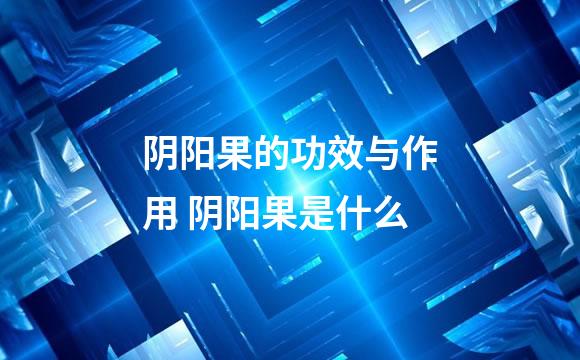 阴阳果的功效与作用 阴阳果是什么